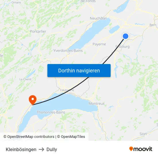 Kleinbösingen to Dully map