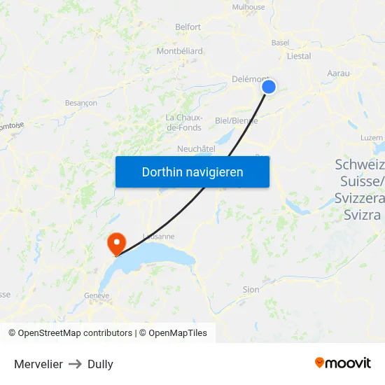 Mervelier to Dully map