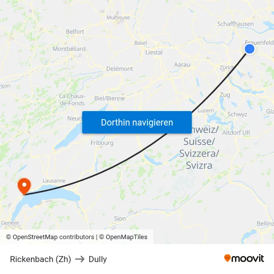 Rickenbach (Zh) to Dully map