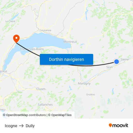 Icogne to Dully map
