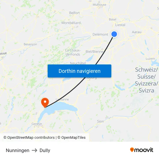 Nunningen to Dully map