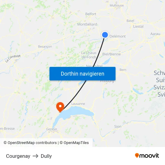 Courgenay to Dully map