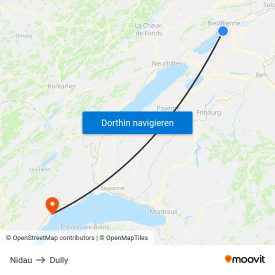 Nidau to Dully map