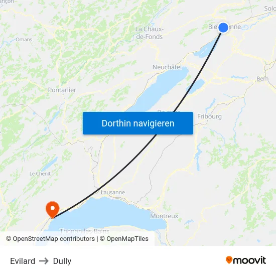 Evilard to Dully map