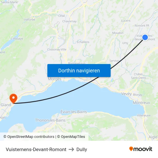 Vuisternens-Devant-Romont to Dully map