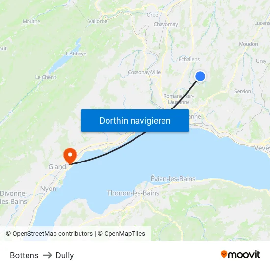 Bottens to Dully map