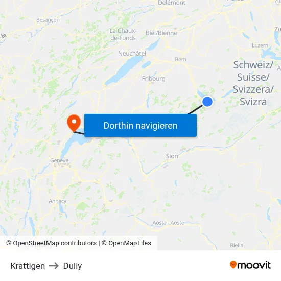 Krattigen to Dully map
