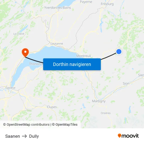 Saanen to Dully map