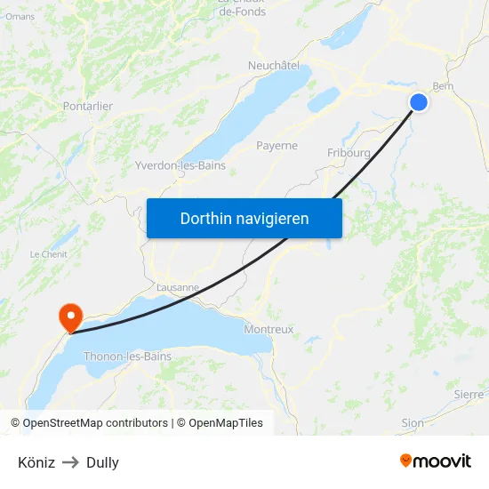 Köniz to Dully map