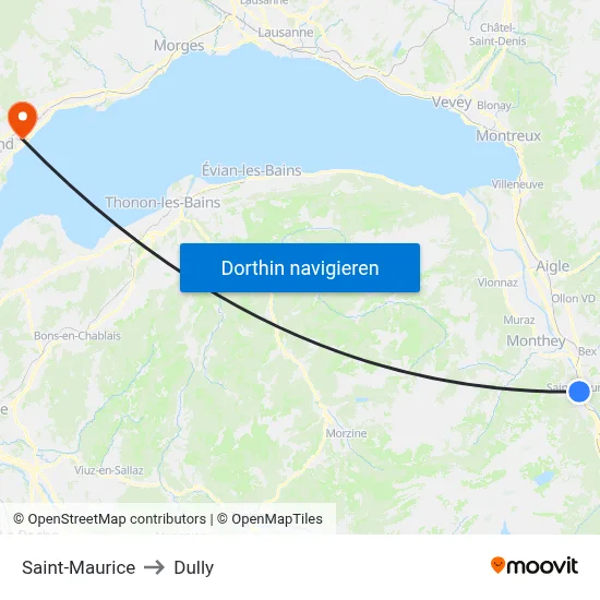 Saint-Maurice to Dully map