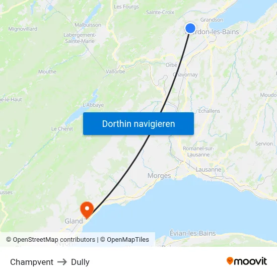 Champvent to Dully map