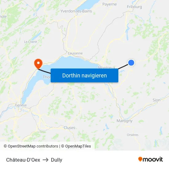 Château-D'Oex to Dully map