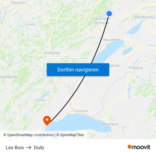 Les Bois to Dully map