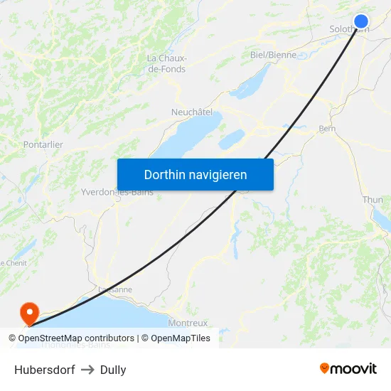 Hubersdorf to Dully map