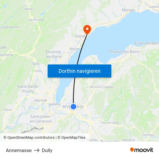 Annemasse to Dully map