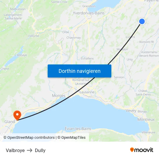 Valbroye to Dully map