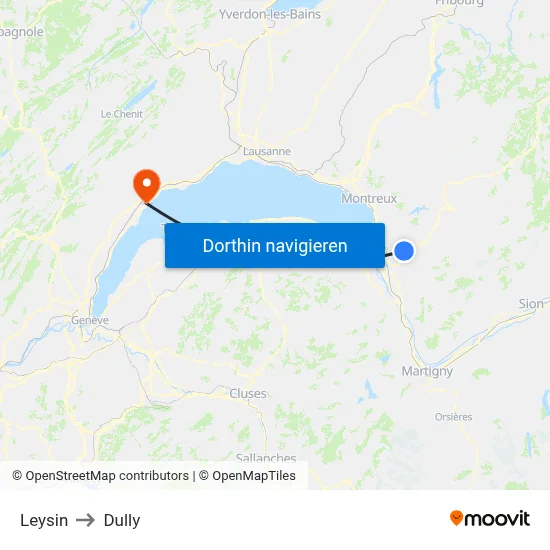 Leysin to Dully map