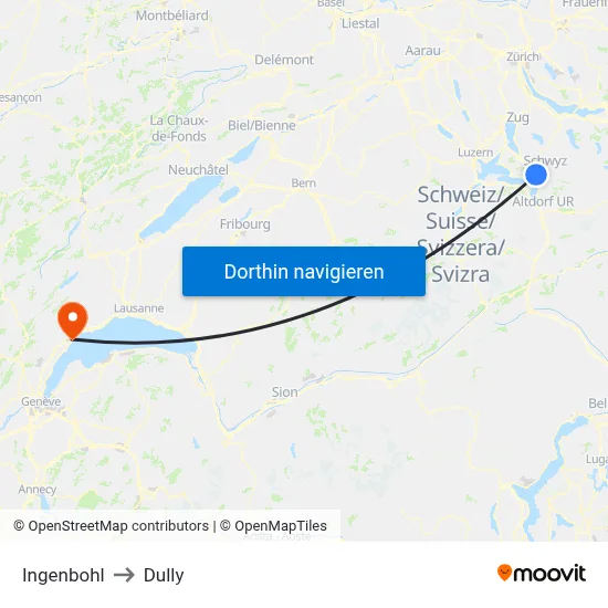 Ingenbohl to Dully map