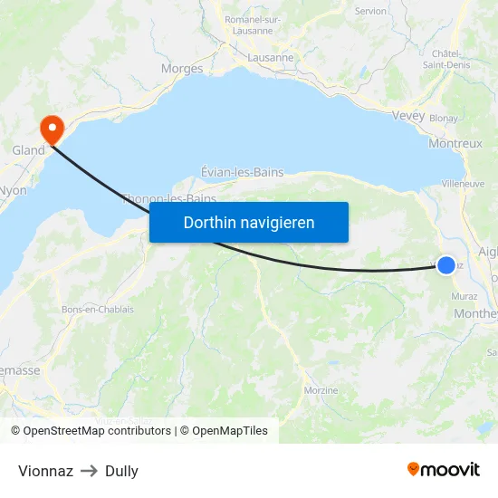 Vionnaz to Dully map