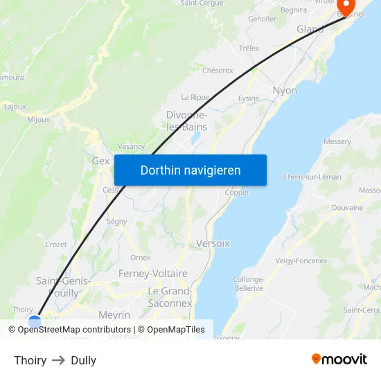 Thoiry to Dully map