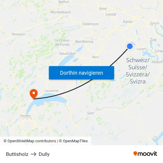 Buttisholz to Dully map