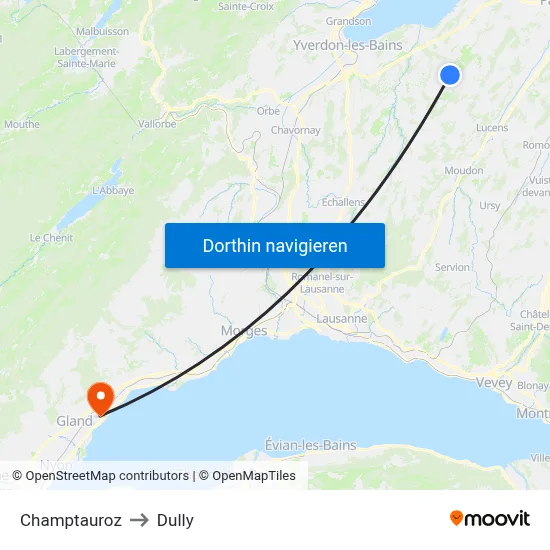 Champtauroz to Dully map