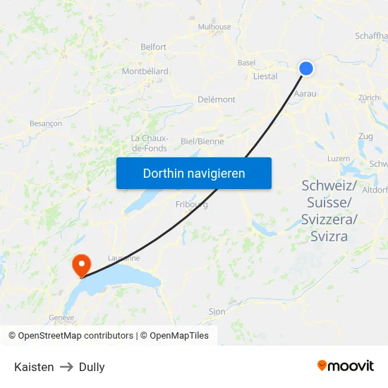 Kaisten to Dully map