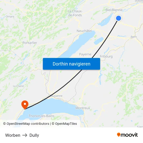 Worben to Dully map