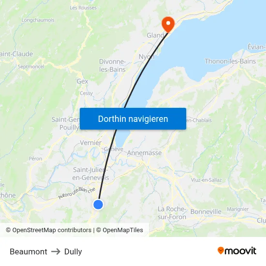 Beaumont to Dully map