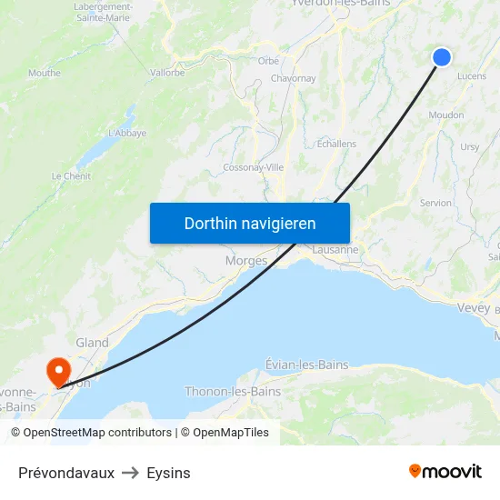 Prévondavaux to Eysins map