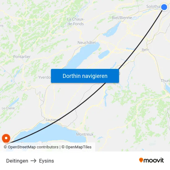 Deitingen to Eysins map