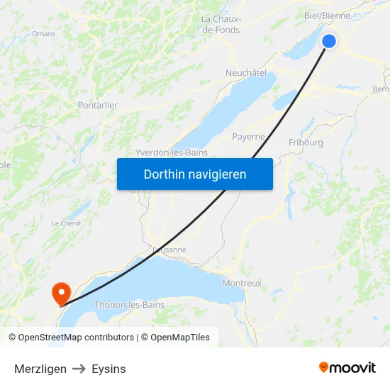 Merzligen to Eysins map
