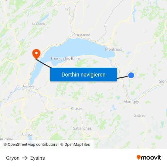 Gryon to Eysins map