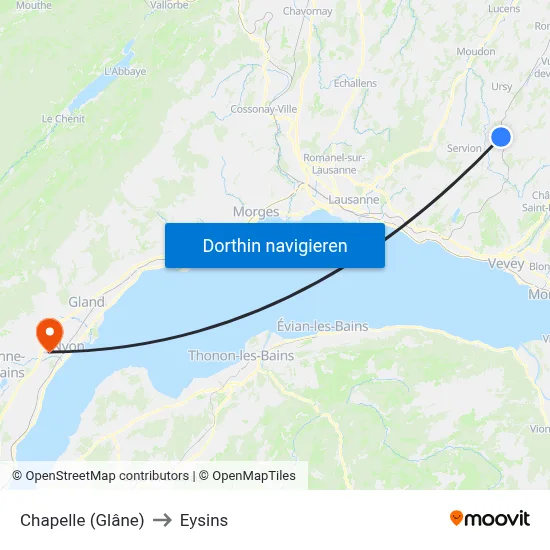 Chapelle (Glâne) to Eysins map