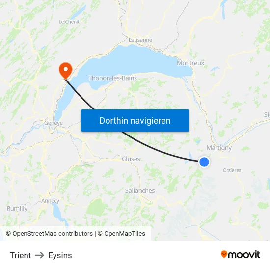 Trient to Eysins map