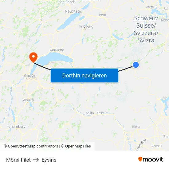 Mörel-Filet to Eysins map