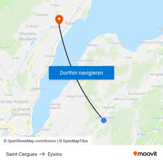 Saint-Cergues to Eysins map