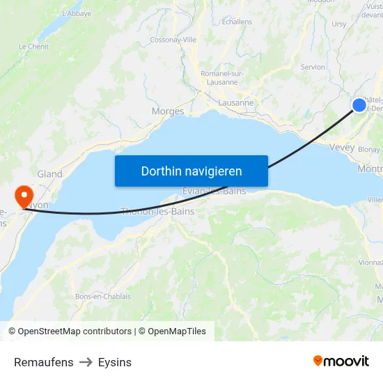 Remaufens to Eysins map