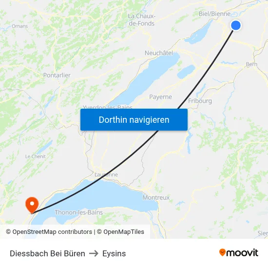 Diessbach Bei Büren to Eysins map