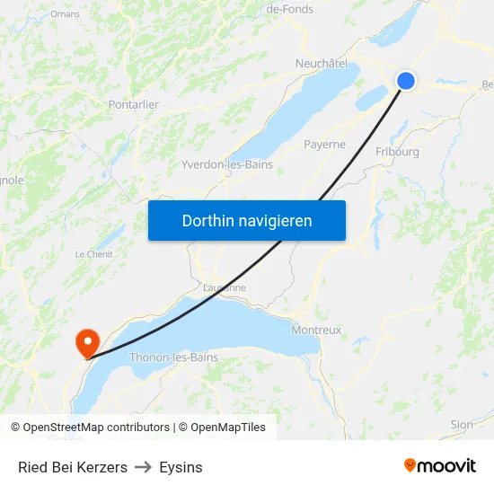 Ried Bei Kerzers to Eysins map