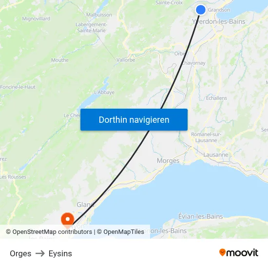 Orges to Eysins map
