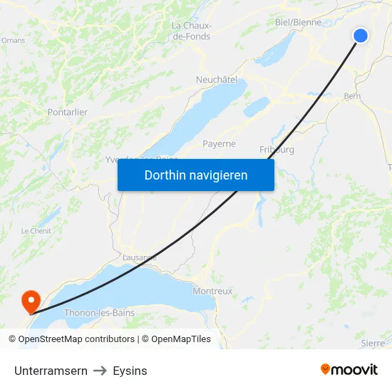 Unterramsern to Eysins map