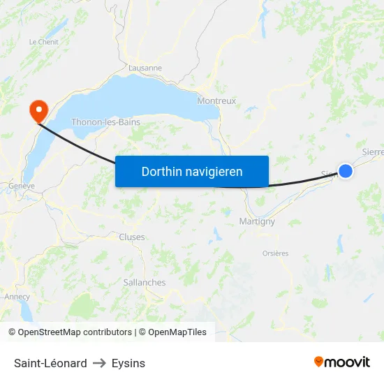 Saint-Léonard to Eysins map