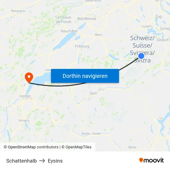 Schattenhalb to Eysins map