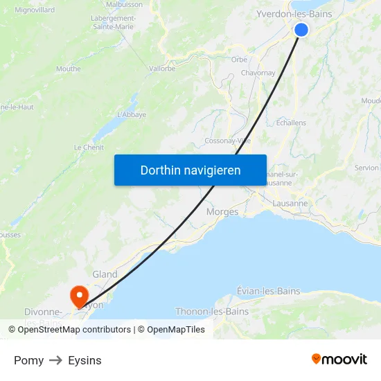 Pomy to Eysins map