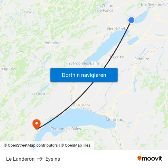 Le Landeron to Eysins map