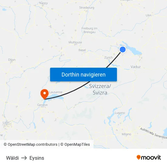 Wäldi to Eysins map