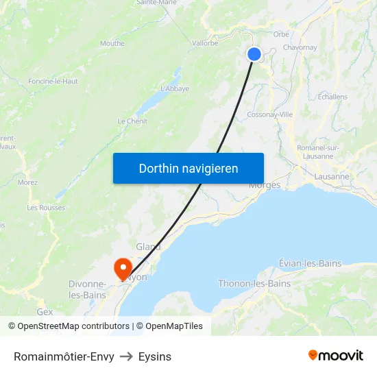 Romainmôtier-Envy to Eysins map