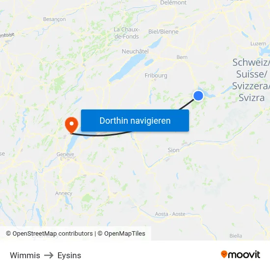 Wimmis to Eysins map