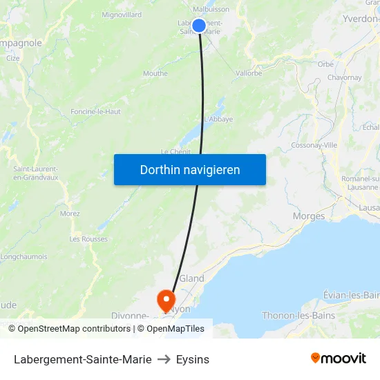 Labergement-Sainte-Marie to Eysins map